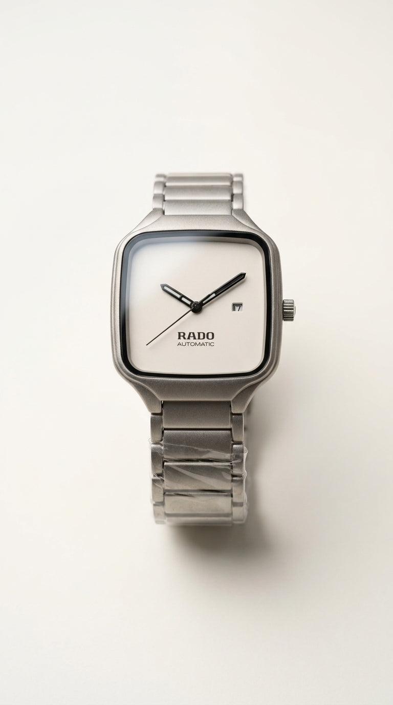 Rado True Square Automatic Men’s Watch — Matte Gunmetal / Silver Chain