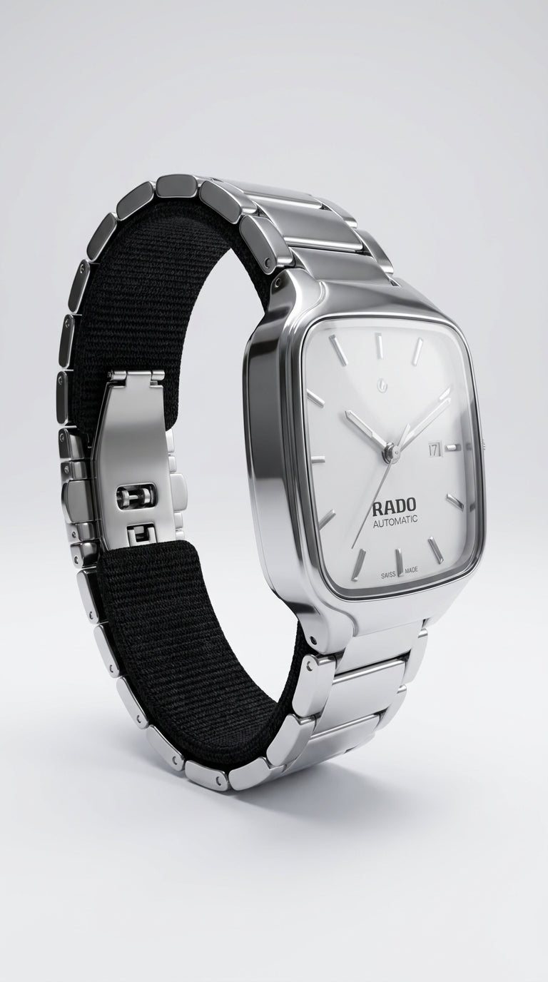 Rado True Square Automatic Men’s Watch — Matte Gunmetal / Silver Chain