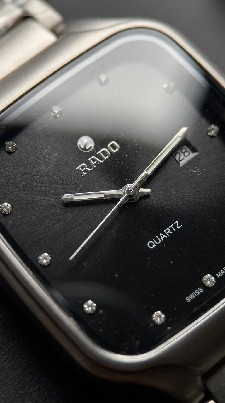 Rado True Square Automatic Men’s Watch — Matte Gunmetal / Silver Chain