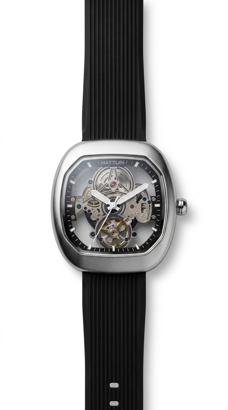Matturi Tourbillon Skeleton Automatic Watch — Matte Titanium & Sand Edition