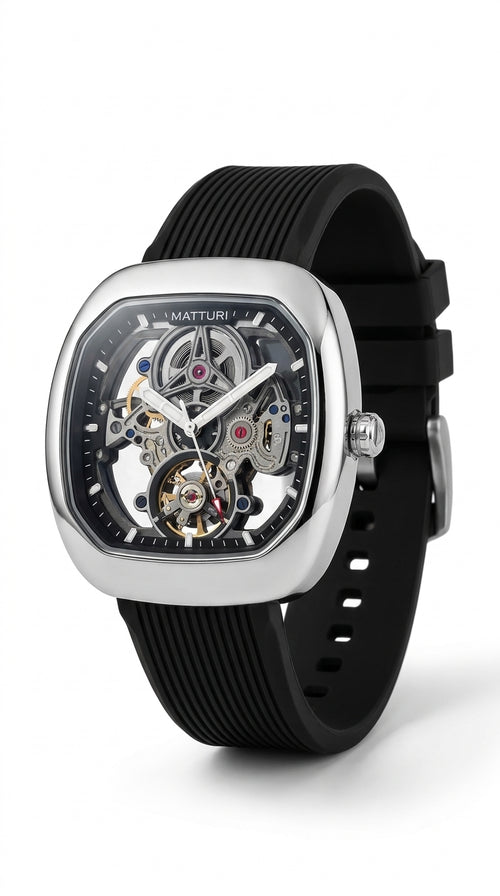 Matturi Tourbillon Skeleton Automatic Watch — Matte Titanium & Sand Edition