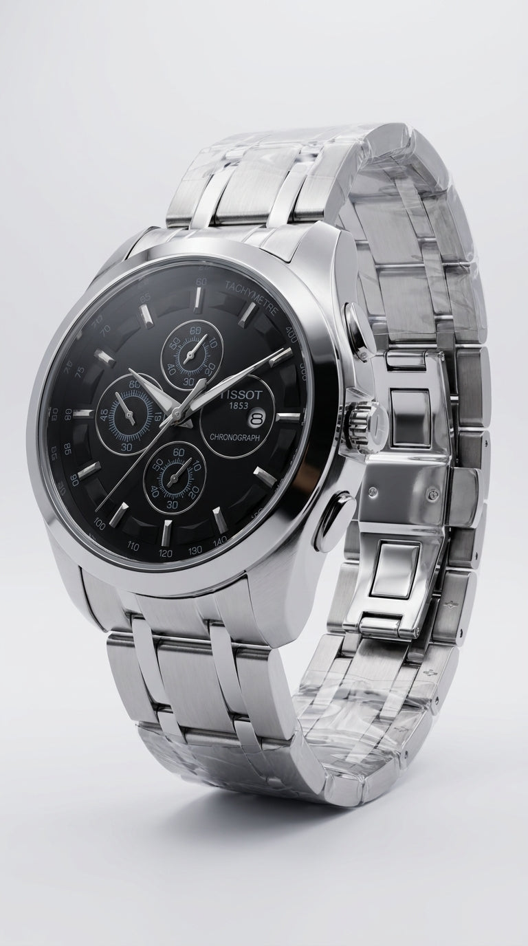 Tissot Couturier Chronograph Men’s Watch — Stainless Steel & Onyx Edition