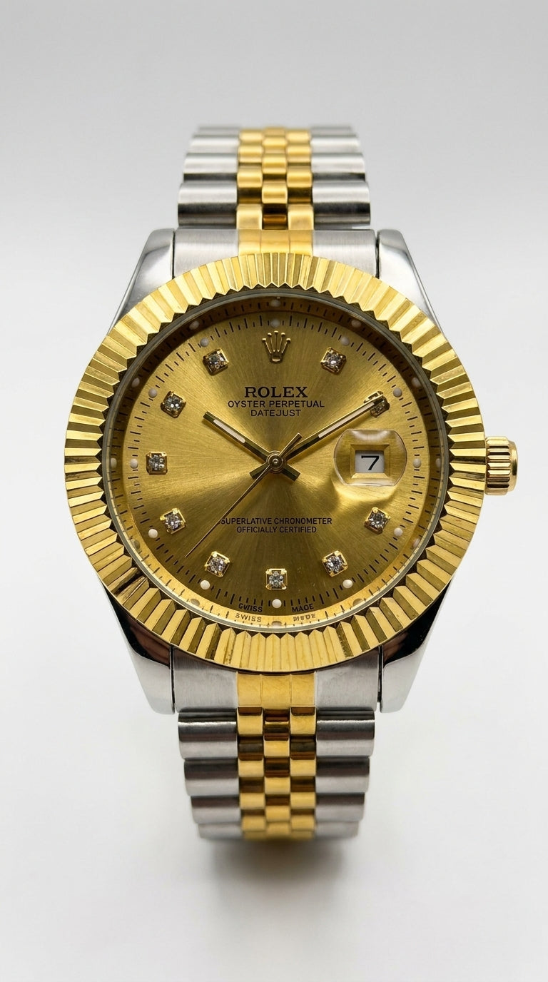 Rolex Datejust 41mm Fluted Bezel Men’s Watch — Diamond Dial Edition