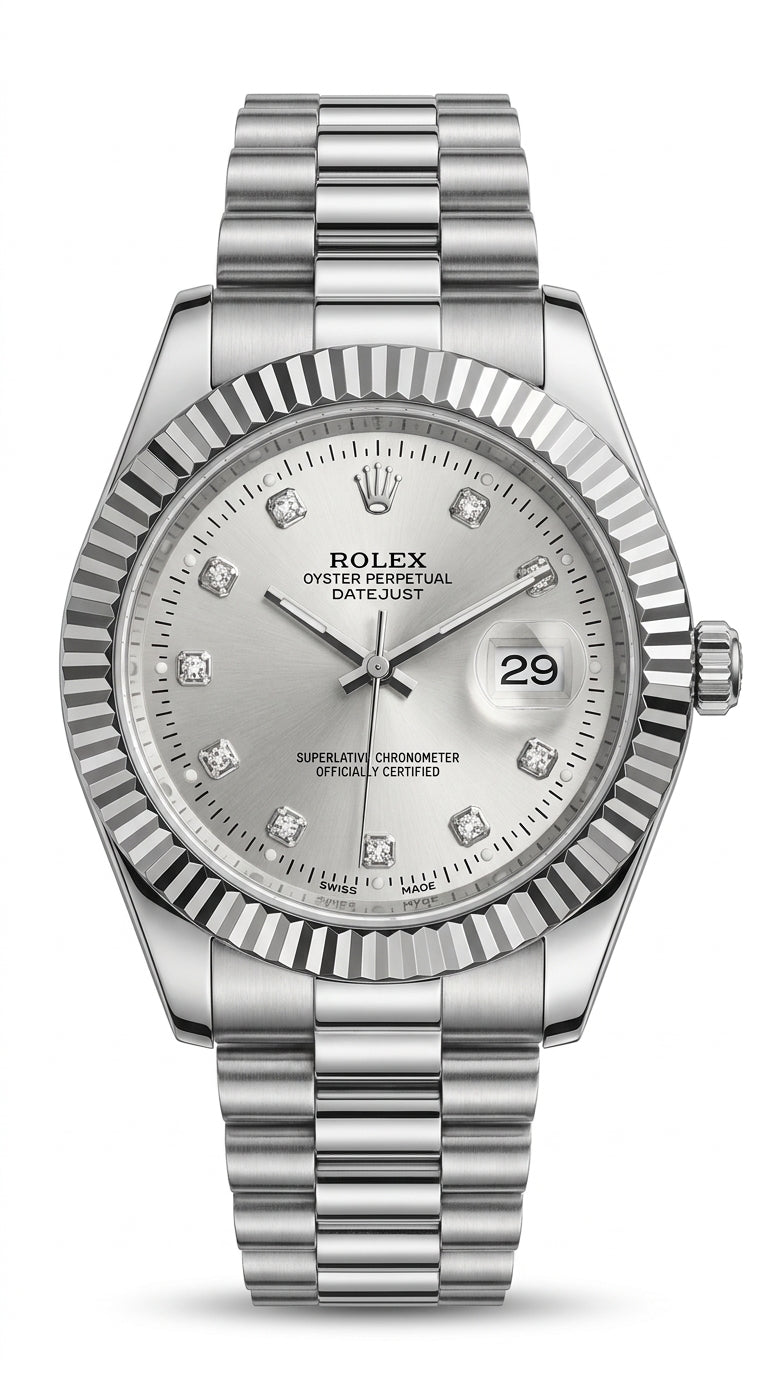Rolex Datejust 41mm Fluted Bezel Men’s Watch — Diamond Dial Edition