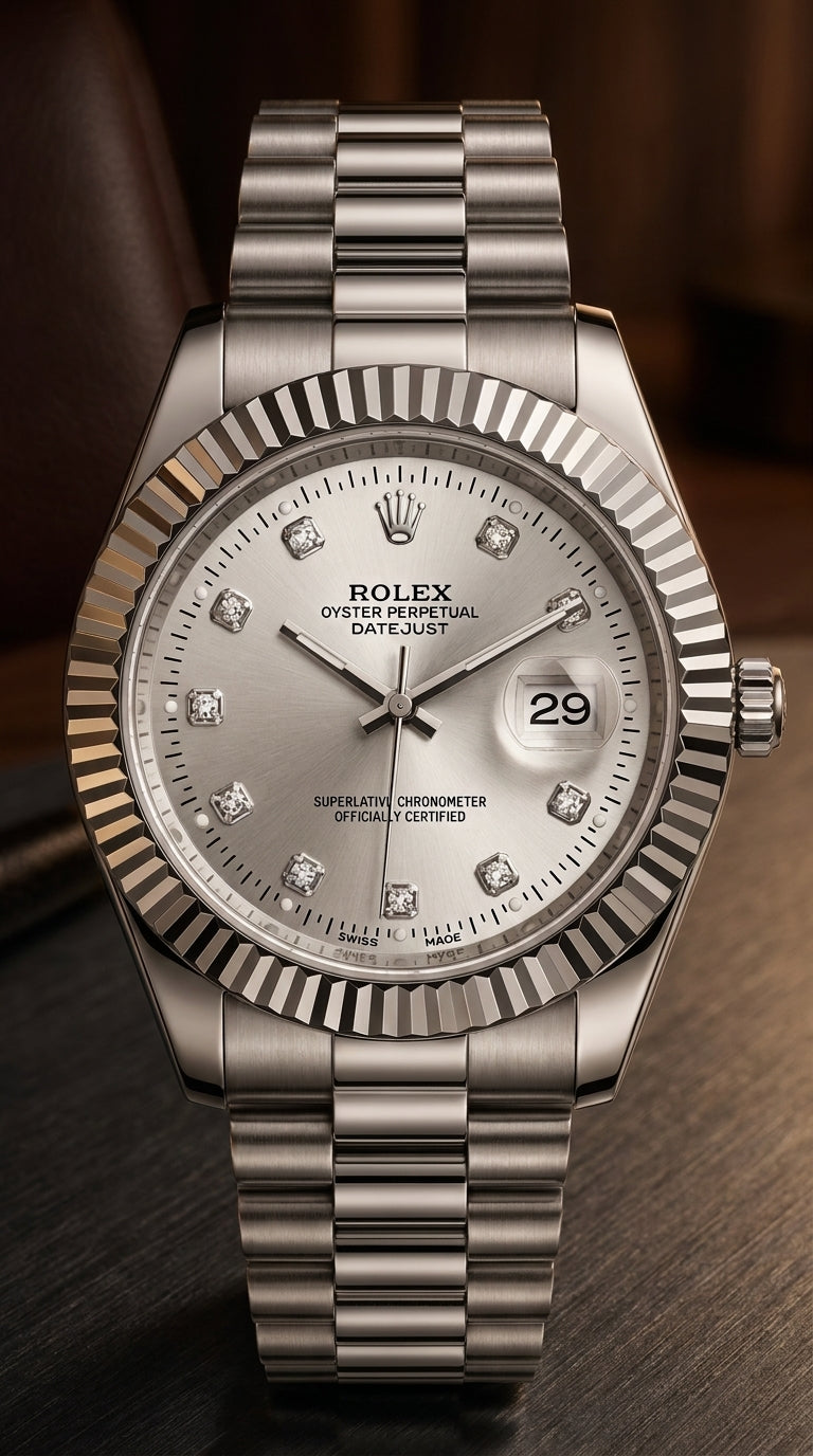 Rolex Datejust 41mm Fluted Bezel Men’s Watch — Diamond Dial Edition
