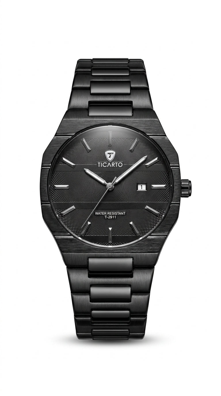 Ticarto Octagonal Geometric Men’s Watch — Stainless Steel Edition
