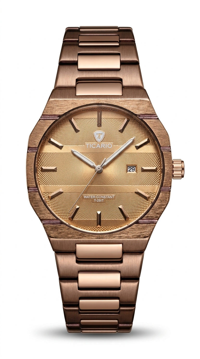 Ticarto Octagonal Geometric Men’s Watch — Stainless Steel Edition