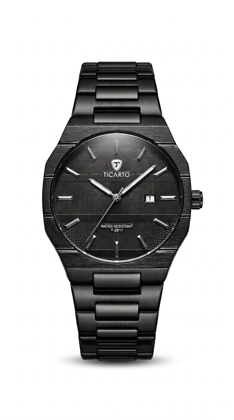 Ticarto Octagonal Geometric Men’s Watch — Stainless Steel Edition