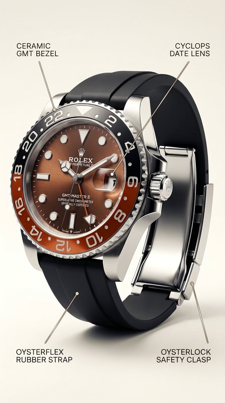 Rolex GMT-Master II "Root Beer" Edition — Oysterflex Rubber Strap