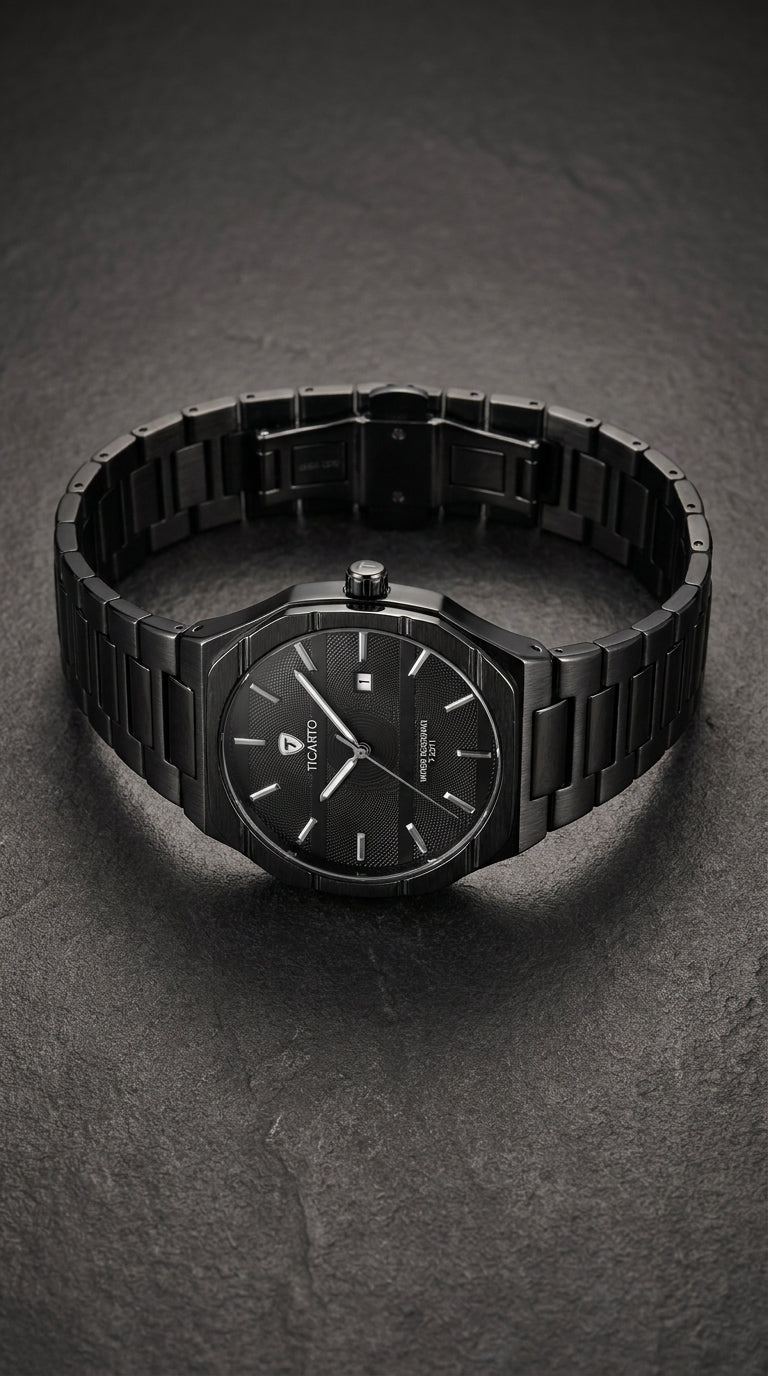 Ticarto Octagonal Geometric Men’s Watch — Stainless Steel Edition